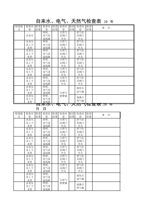 水电天然气检查表