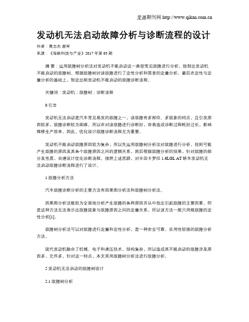 发动机无法启动故障分析与诊断流程的设计