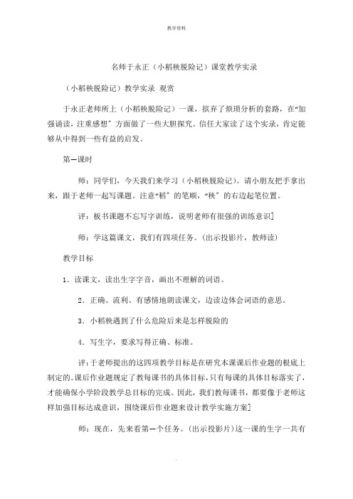 名师(小稻秧脱险记)课堂教学实录