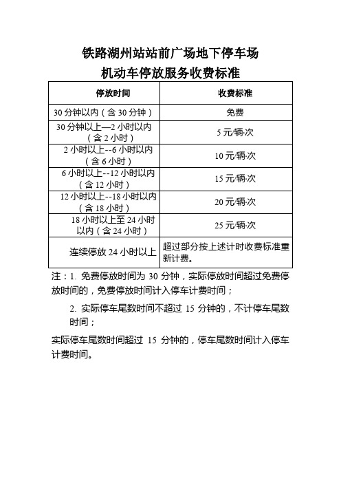 铁路湖州站站前广场地下停车场机动