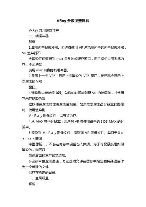 VRay参数设置详解