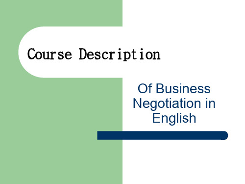 国际商务谈判(英文) 全套课件-PPT资料238页