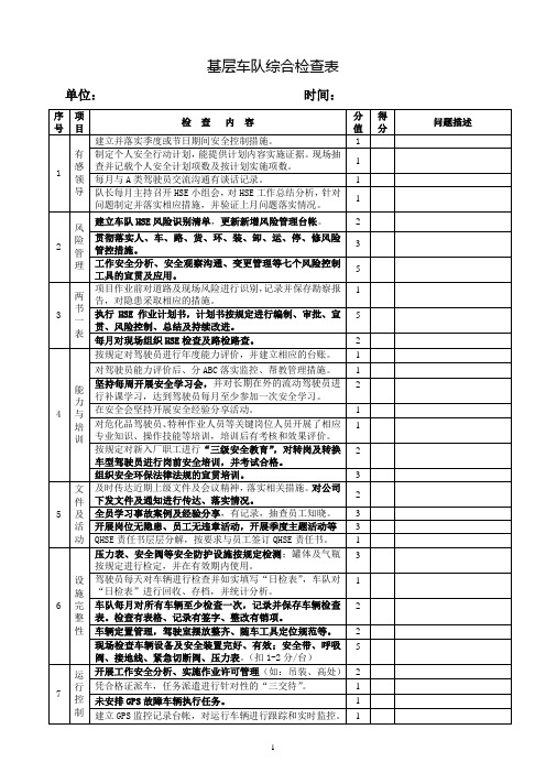 车队综合检查表