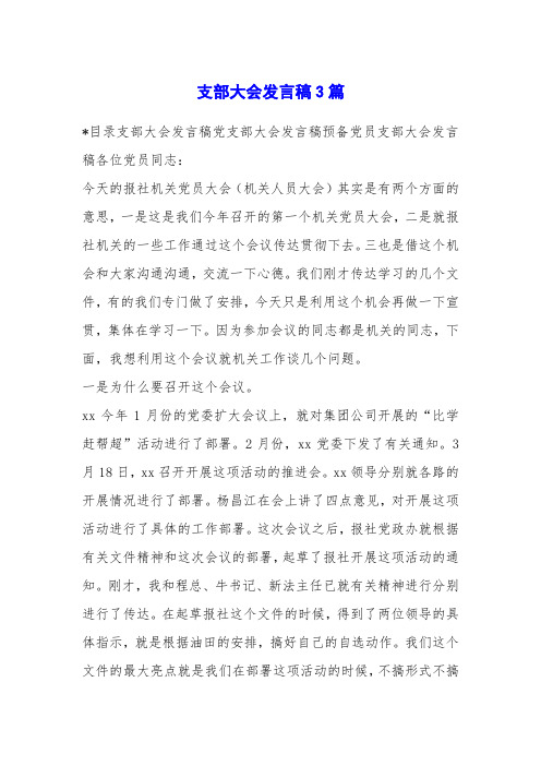 支部大会发言稿3篇