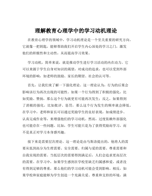 理解教育心理学中的学习动机理论