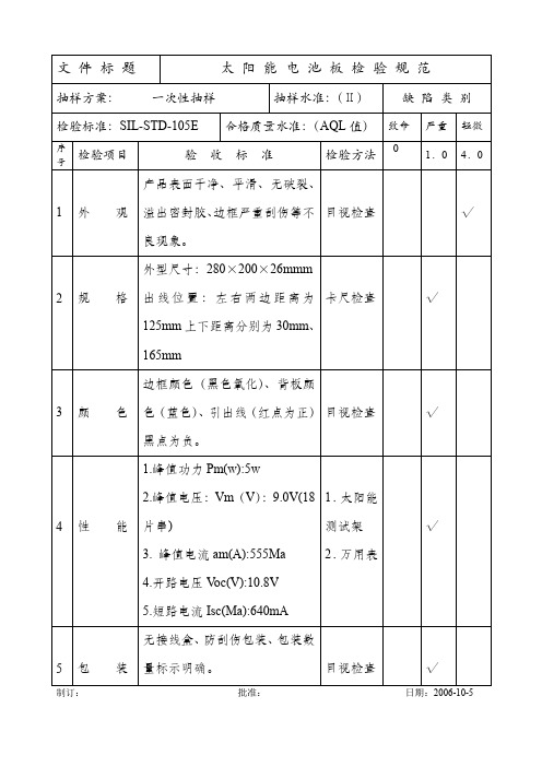 太阳能板检验规范