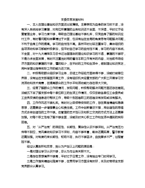 支委反思发言材料