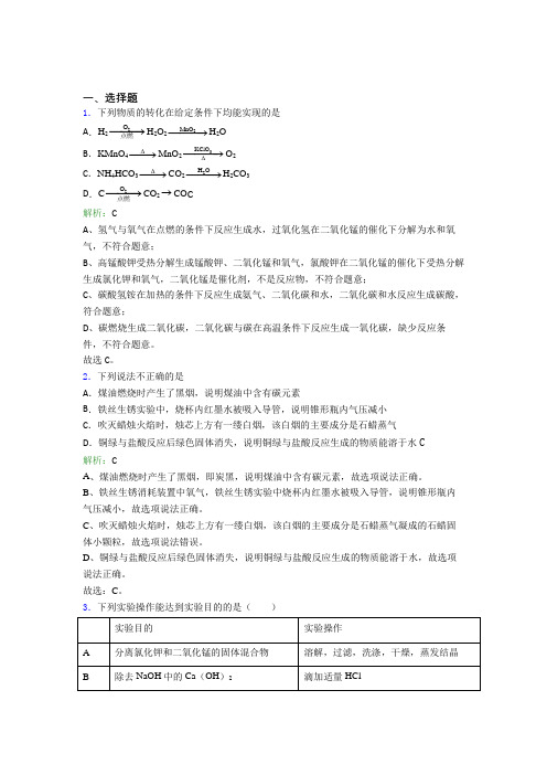 人教版初中九年级化学下册第十一单元《盐 化肥》测试题(含答案解析)