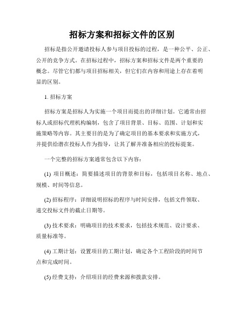 招标方案和招标文件的区别