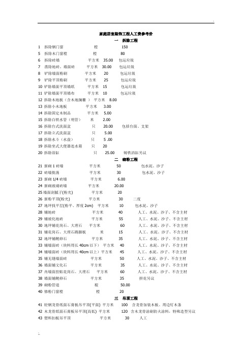 室内设计装修报价单最新