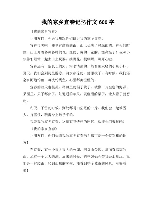 我的家乡宜春记忆作文600字