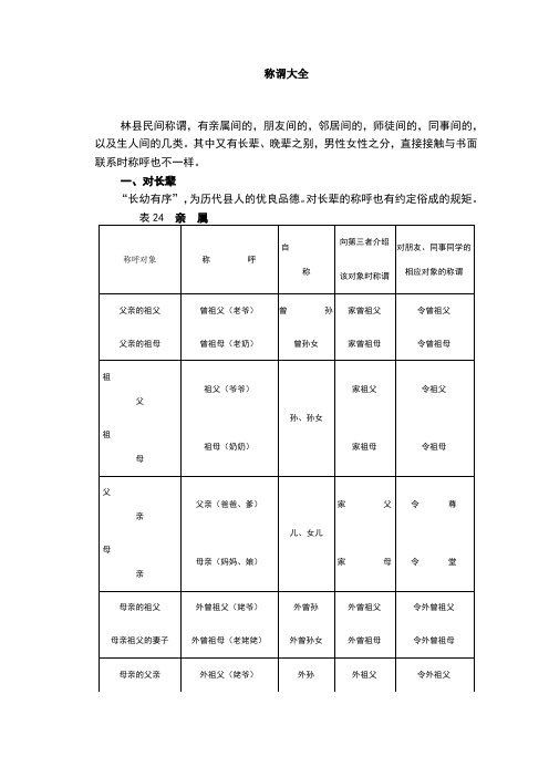 称谓(称呼)大全