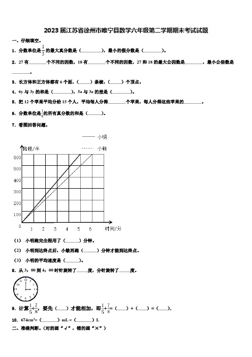 2023届江苏省徐州市睢宁县数学六年级第二学期期末考试试题含解析