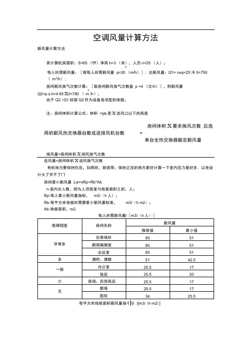 空调风量计算方法.