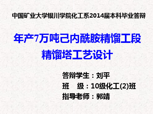 年产7万吨己内酰胺精馏工段精馏塔工艺设计ppt