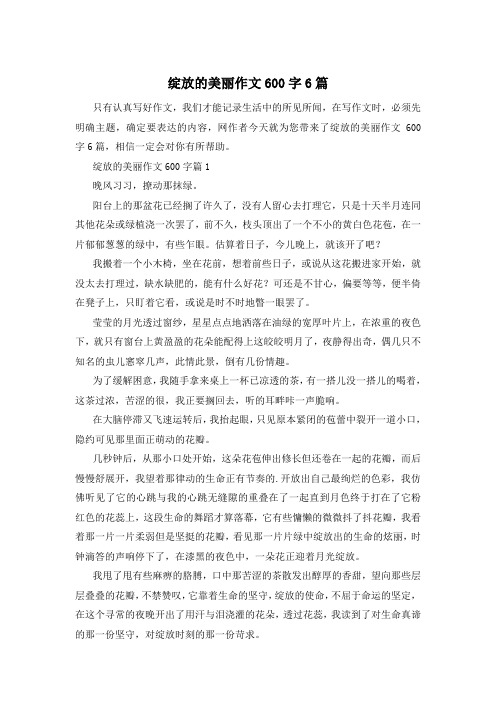 绽放的美丽作文600字6篇