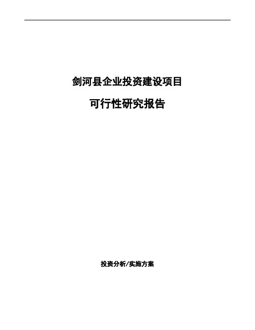 剑河县编写生产项目可行性研究报告(范文)