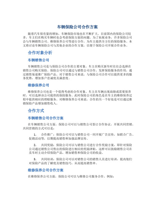 车辆保险公司合作方案