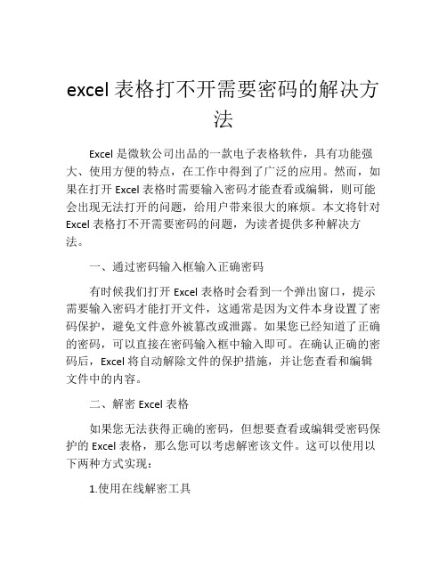 excel表格打不开需要密码的解决方法