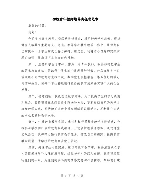 学校青年教师培养责任书范本（2篇）