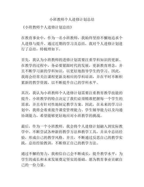 小班教师个人进修计划总结