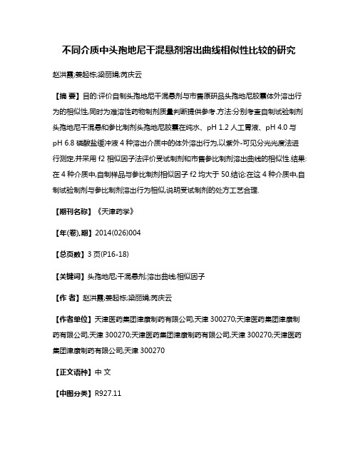 不同介质中头孢地尼干混悬剂溶出曲线相似性比较的研究