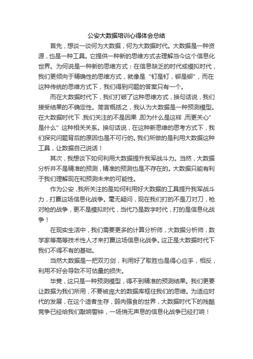 公安大数据培训心得体会总结