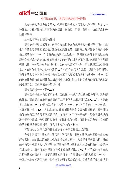 中石油知识:各具特色的特种纤维