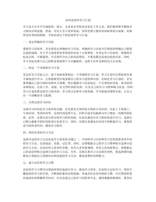 如何高效率学习计划