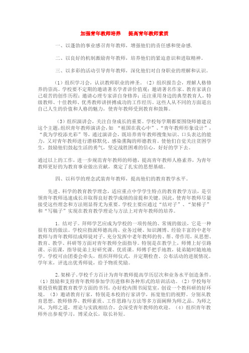 加强青年教师培养提高青年教师素质