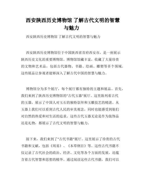 西安陕西历史博物馆 了解古代文明的智慧与魅力 