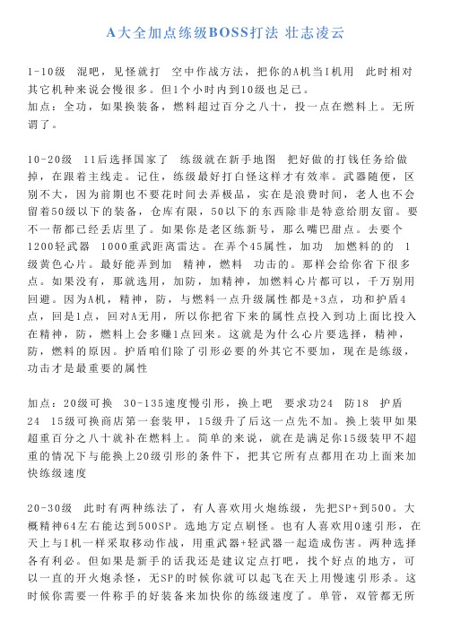 A大全加点练级BOSS打法壮志凌云