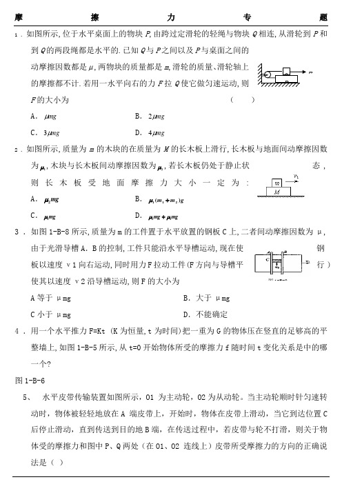 摩擦力专题很全含答案