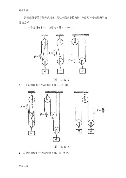 滑轮组绳子的穿绕方式及拉力计算(汇编)