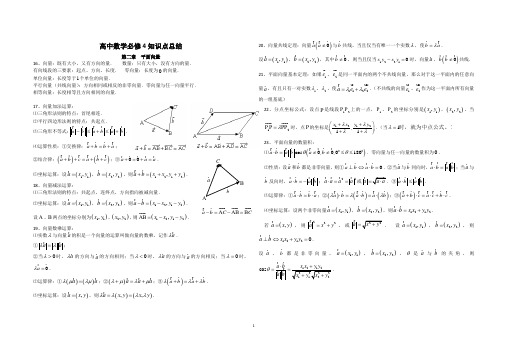 必修4知识点总结：第二章_平面向量