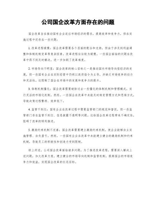 公司国企改革方面存在的问题