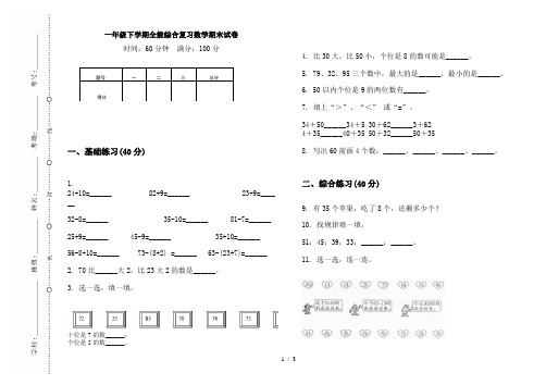 一年级下学期全能综合复习数学期末试卷