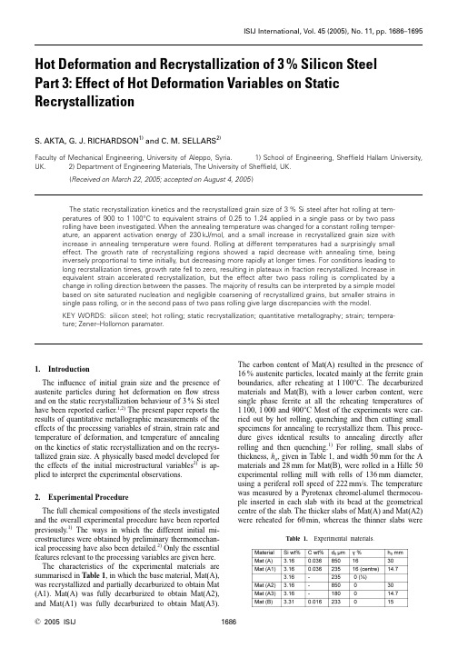 Part 3- Effect of Hot Deformation Variables on Static Recrystallization