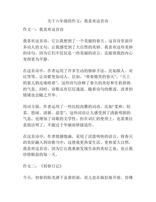 关于六年级的作文：我喜欢这首诗