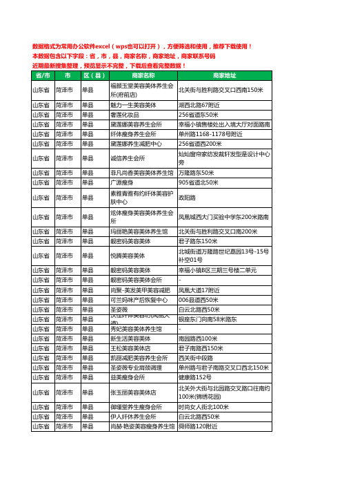 2020新版山东省菏泽市单县SPA美体工商企业公司商家名录名单黄页联系电话号码地址大全145家