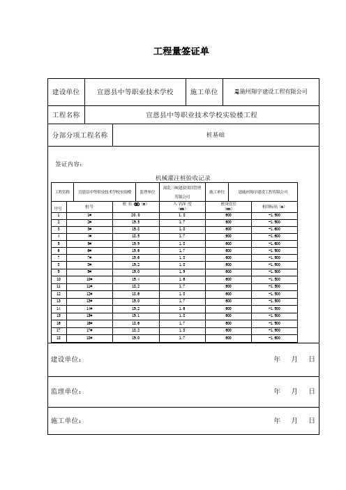 现场工程量签证单桩基础