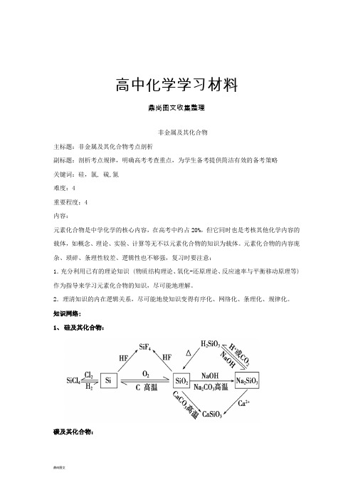 高考化学复习非金属及其化合物考点剖析.docx