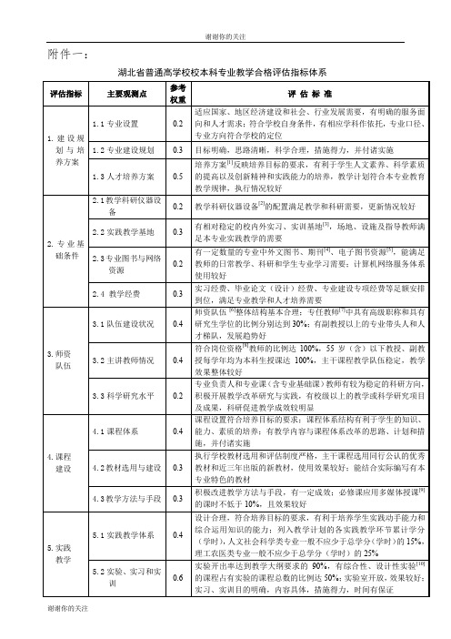 湖北省普通高学校校本科专业教学合格评估指标体系.doc