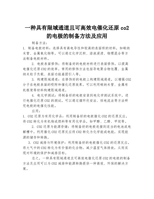 一种具有限域通道且可高效电催化还原co2的电极的制备方法及应用 (1)