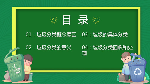 卡通风垃圾分类绿色环保教育内容宣讲PPT课件