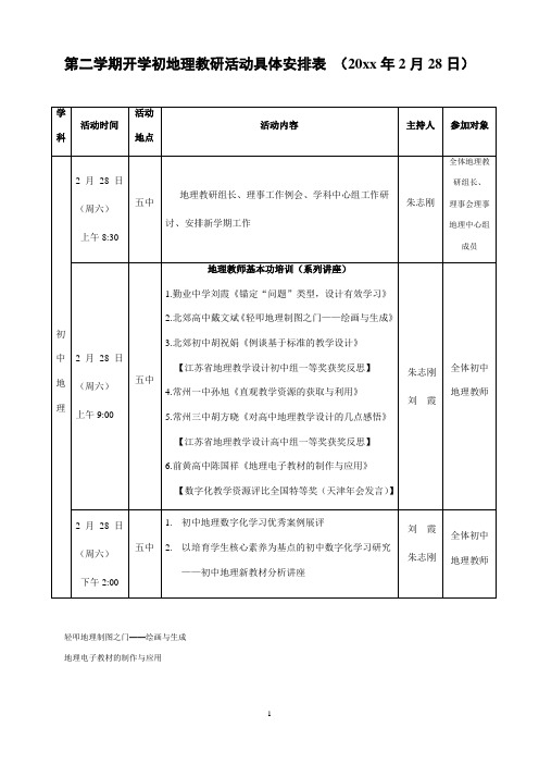 2018初中地理第二学期教研组工作计划8