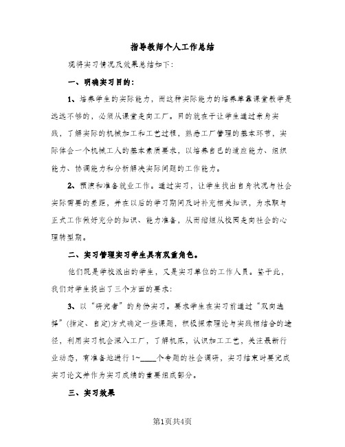 指导教师个人工作总结（2篇）