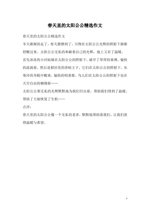 春天里的太阳公公精选作文
