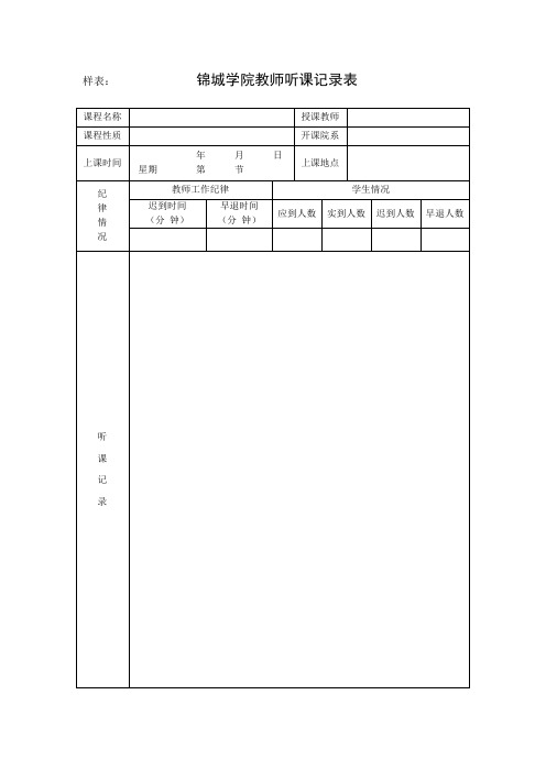 成都大学教师听课记录表