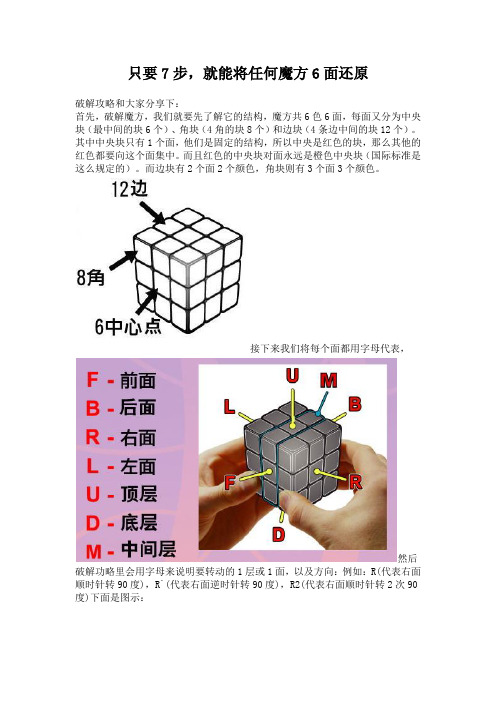 只要7步,就能将任何魔方6面还原